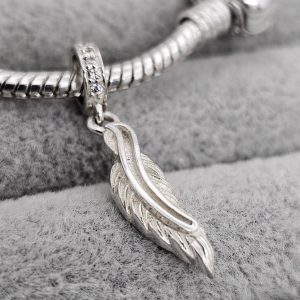 Memorial - Diamanté Dangle Feather Charm